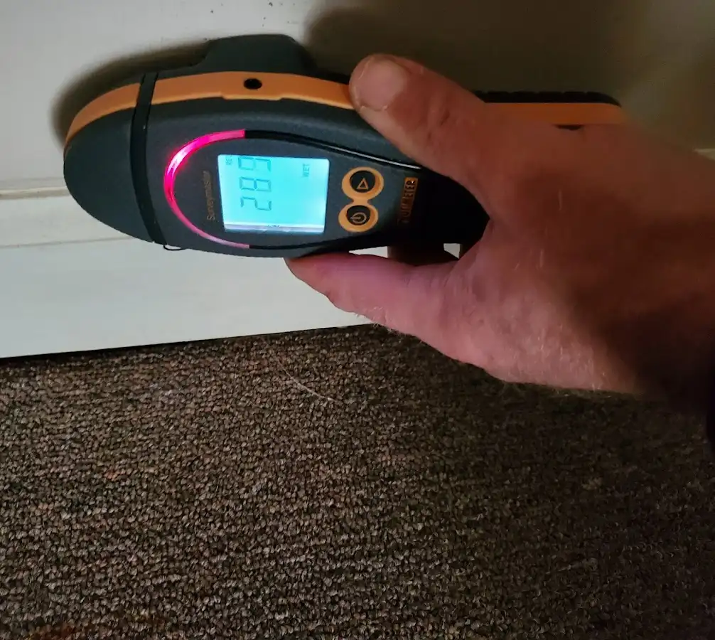 Moisture detection at baseboard during Mold Inspection & Testing in Kemp Mill